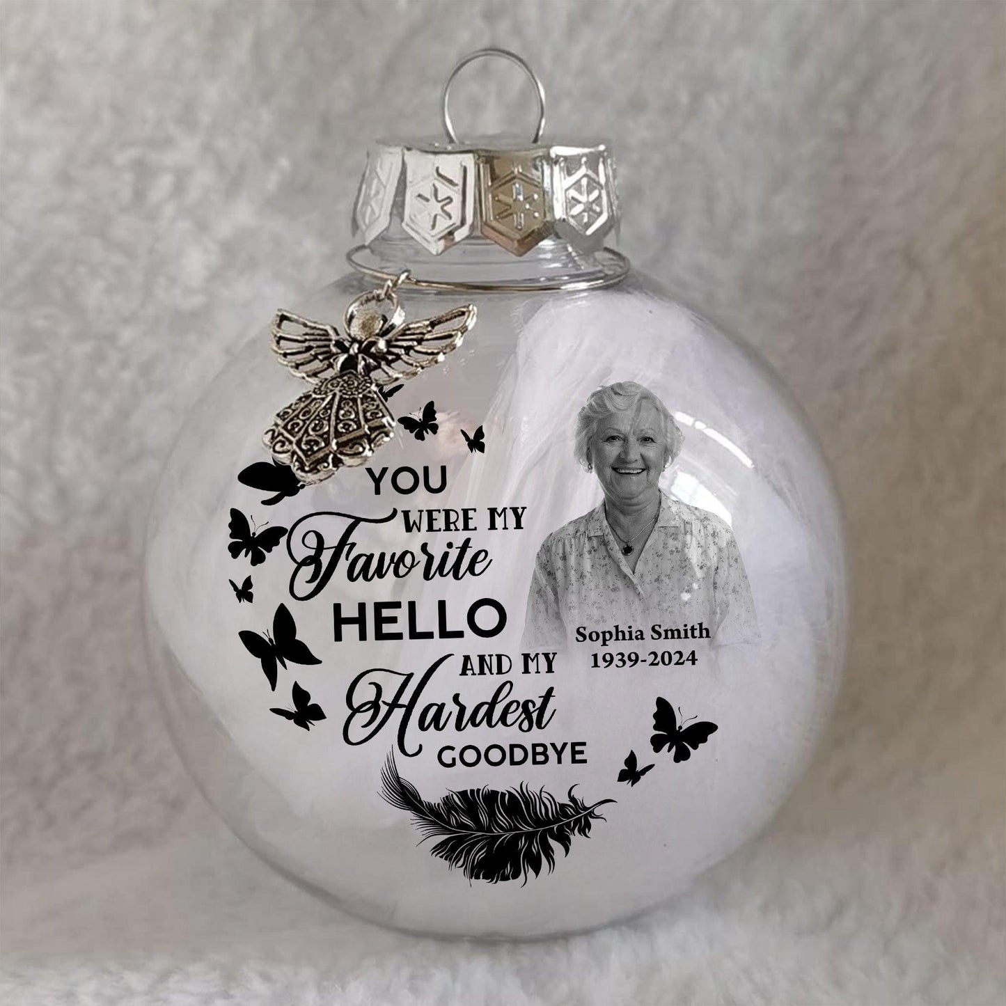 Angel In Heaven Memorial Ornament - Christmas Ornament Feather Ball - Memorial Fashionable Christmas Ornament