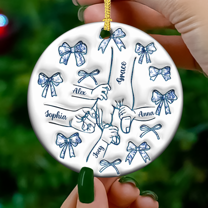 Holding Hand Christmas - Personalized Ceramic Ornaments - 3D Effect Ornament