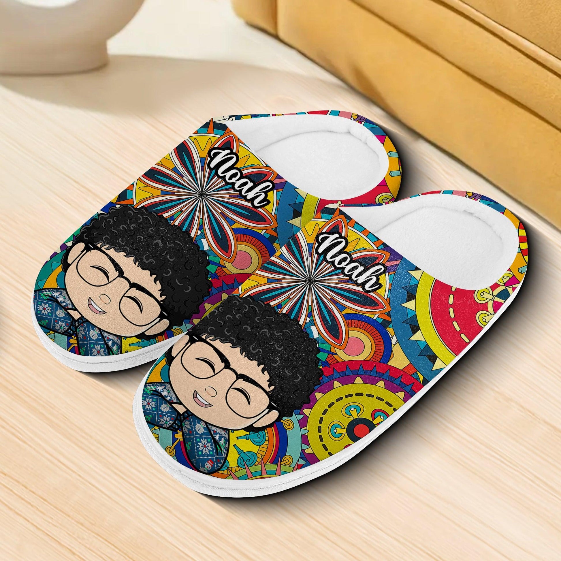 Floral Family Team Colors Slippers - Plush All-Over Print