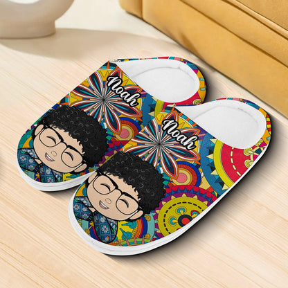 Floral Family Team Colors Slippers - Plush All-Over Print