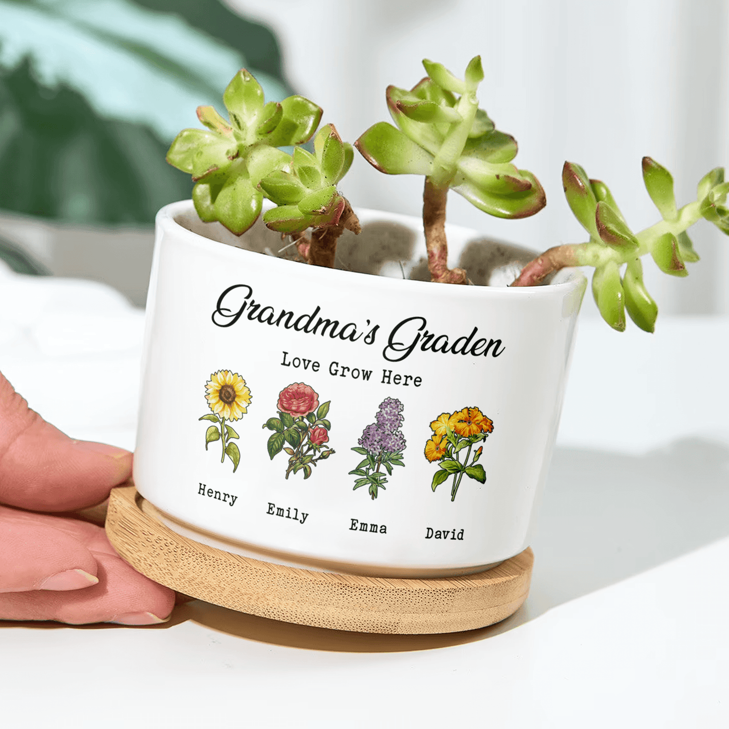 Plant Pot - Birth Month Flowers Pot - Gifts For Mom And Grandma