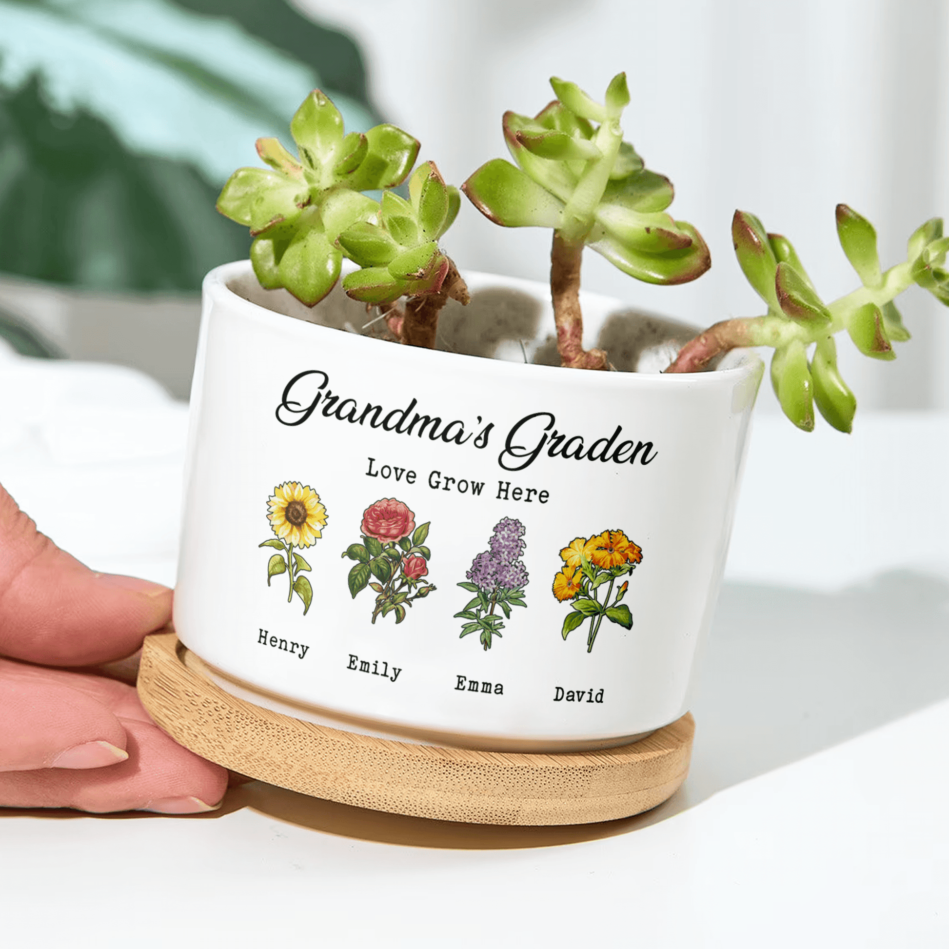 Plant Pot - Birth Month Flowers Pot - Gifts For Mom And Grandma