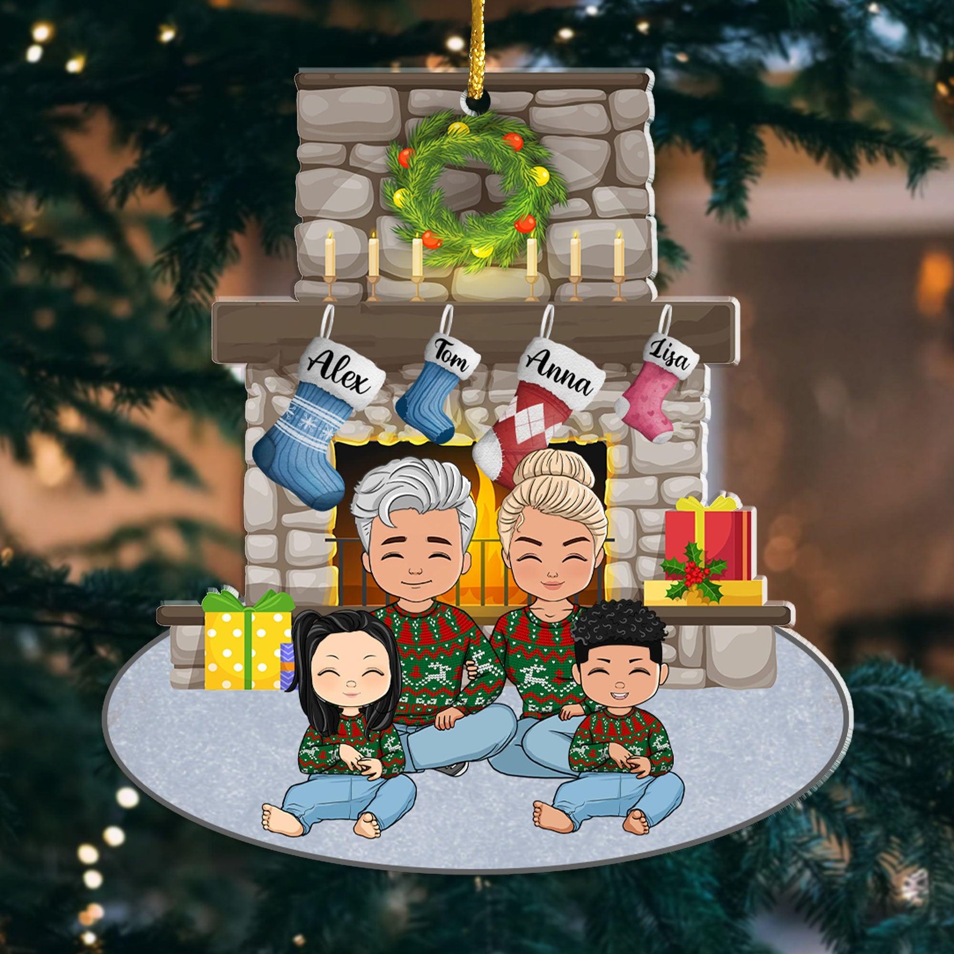 Family Stocking Acrylic - Personalized Custom Acrylic Ornament