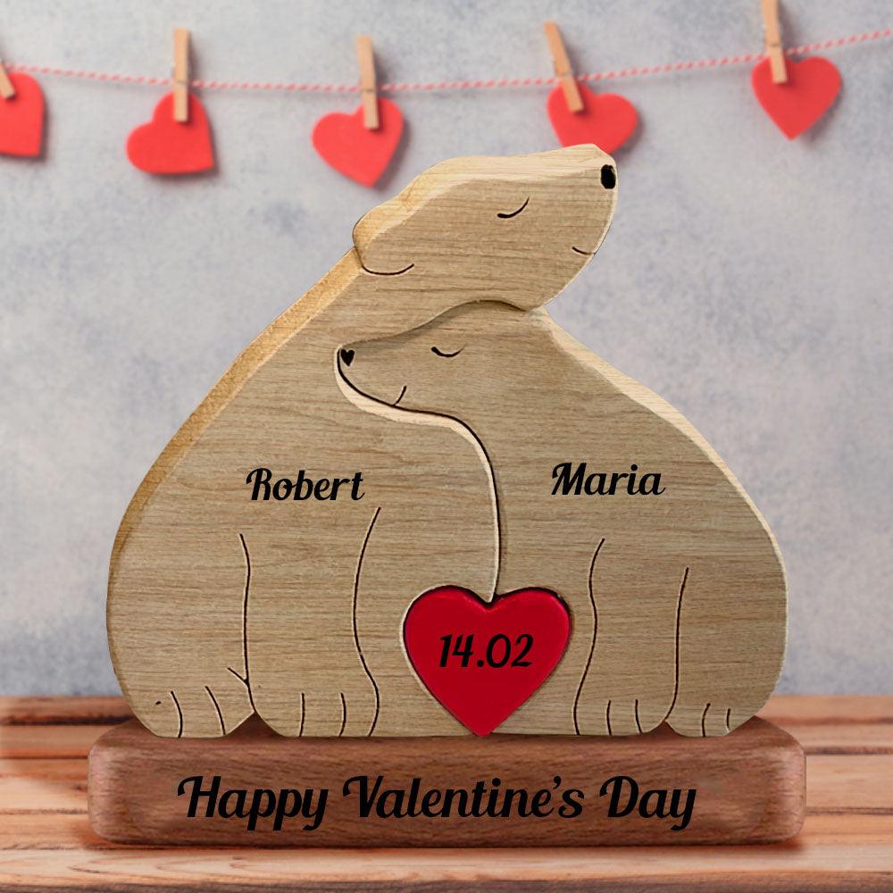 Huggy Bear Family Puzzle - Wooden Bears Family - Wooden Pet Carvings