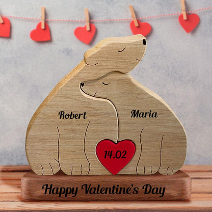 Huggy Bear Family Puzzle - Wooden Bears Family - Wooden Pet Carvings