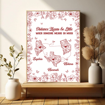 Miles Apart But Close At Heart Toile Pattern - Personalized Poster And Canvas Print