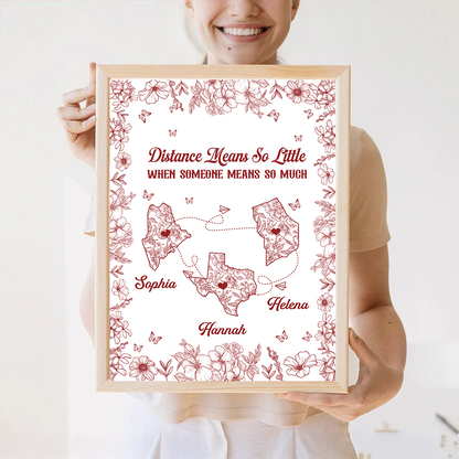 Miles Apart But Close At Heart Toile Pattern - Personalized Poster And Canvas Print