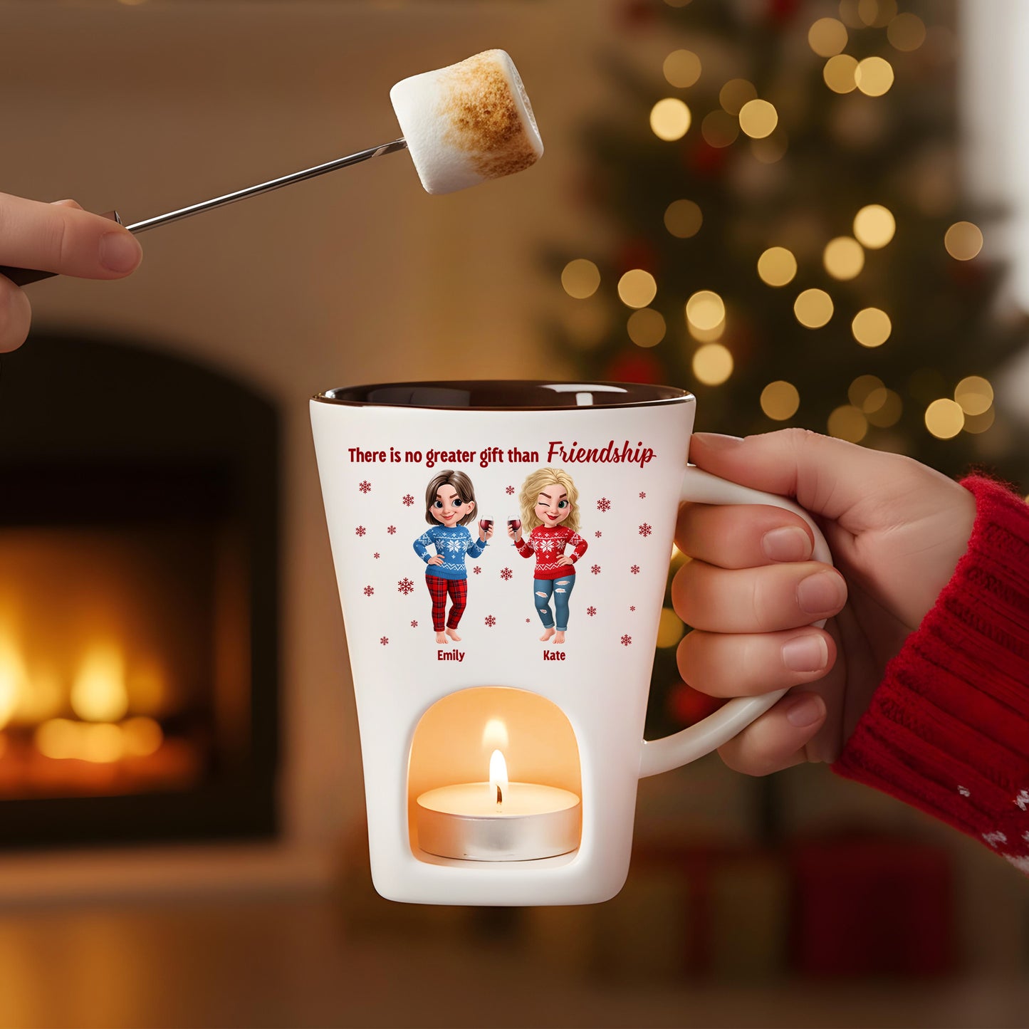 Best Friend Christmas - Hot Chocolate Fondue Mug – Custom Coffee Mug, Unique Christmas Gift