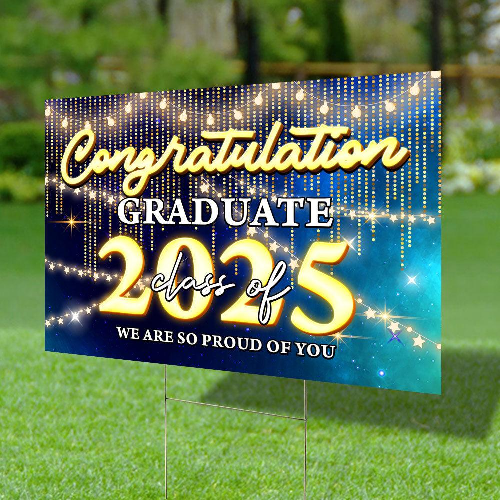 2025 Congrats Grad Party Sign - Personalized Graduation Decoration