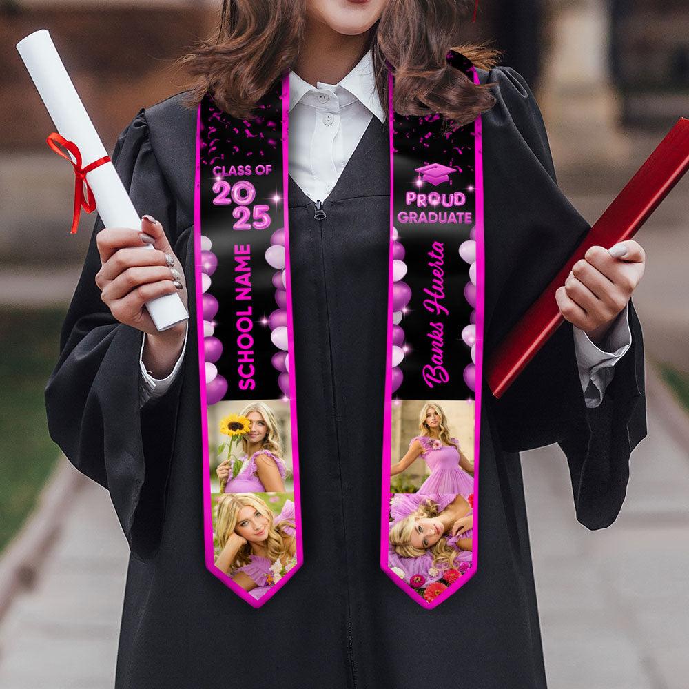 Bubble Color Class of 2025 Custom Graduation Stole with Photo