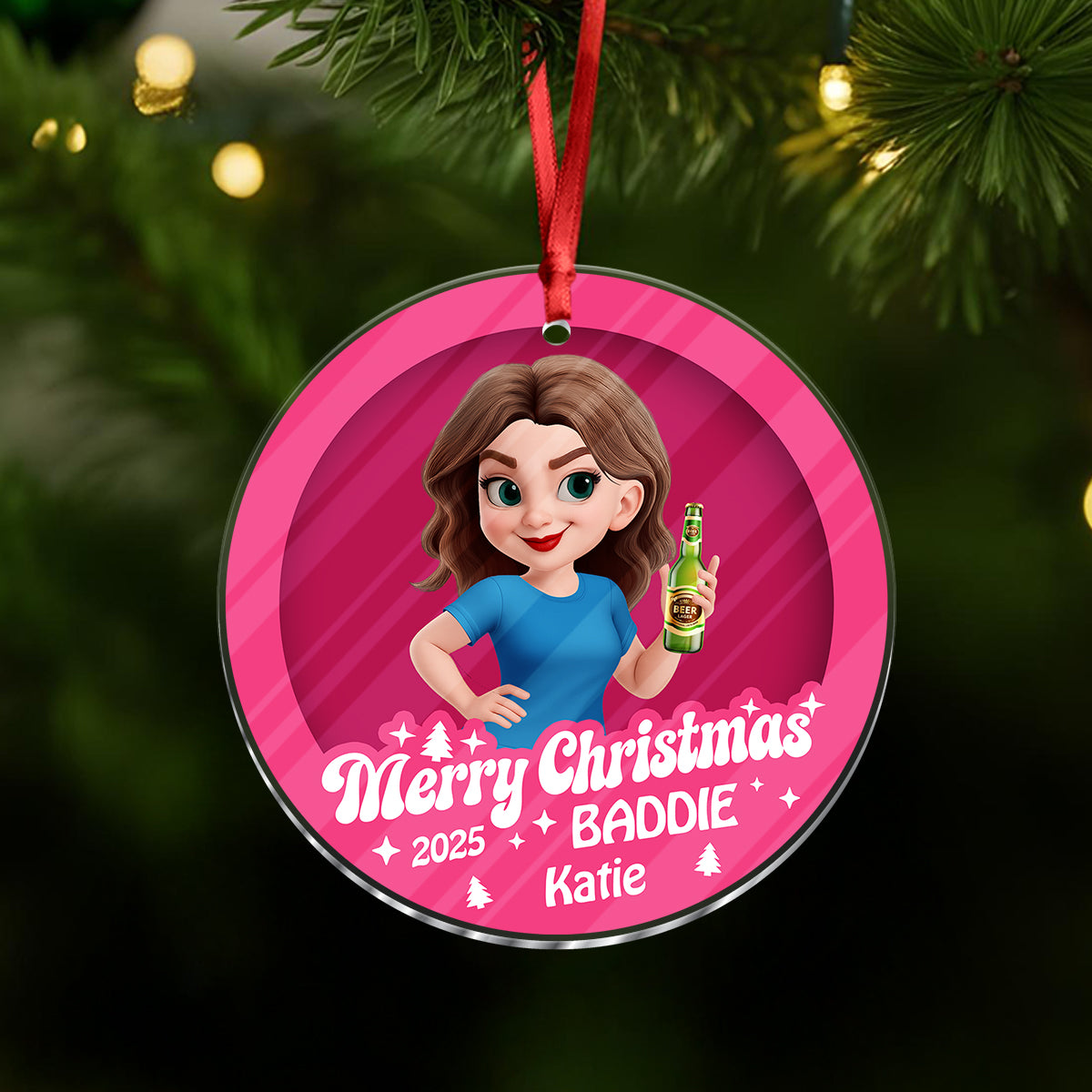 Merry Christmas Baddie - Personalized Custom Acrylic Ornament
