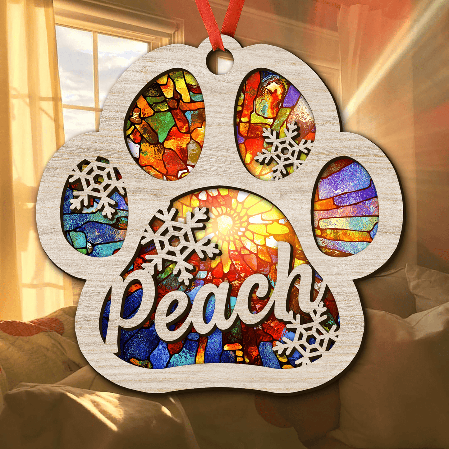 Colorful Paw Personalized Suncatcher - Pet Lover Ornament