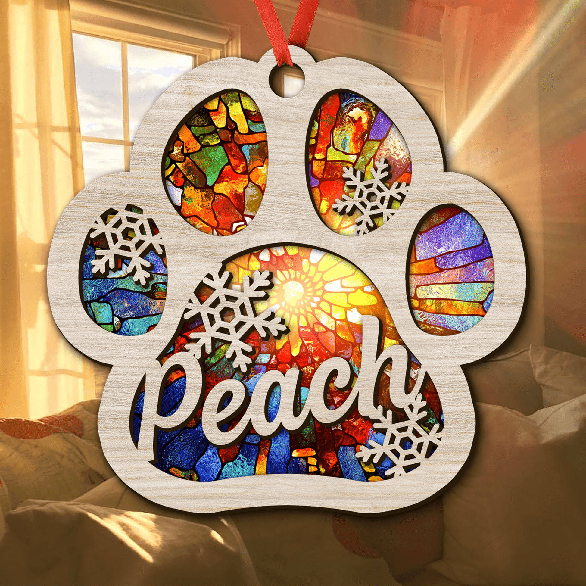 Colorful Paw Personalized Suncatcher - Pet Lover Ornament