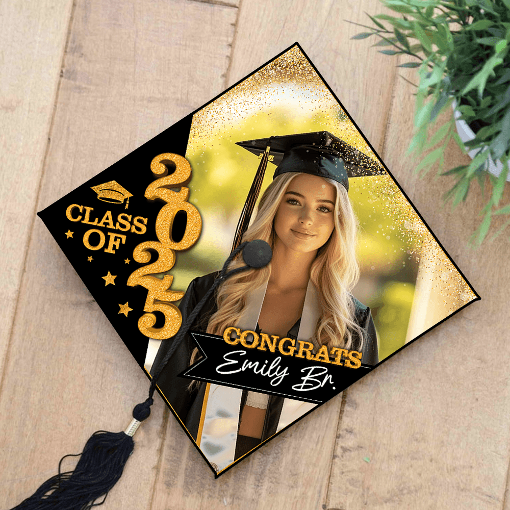 Gliiter Cap Topper Class of 2025 - Decorations For Grad Cap