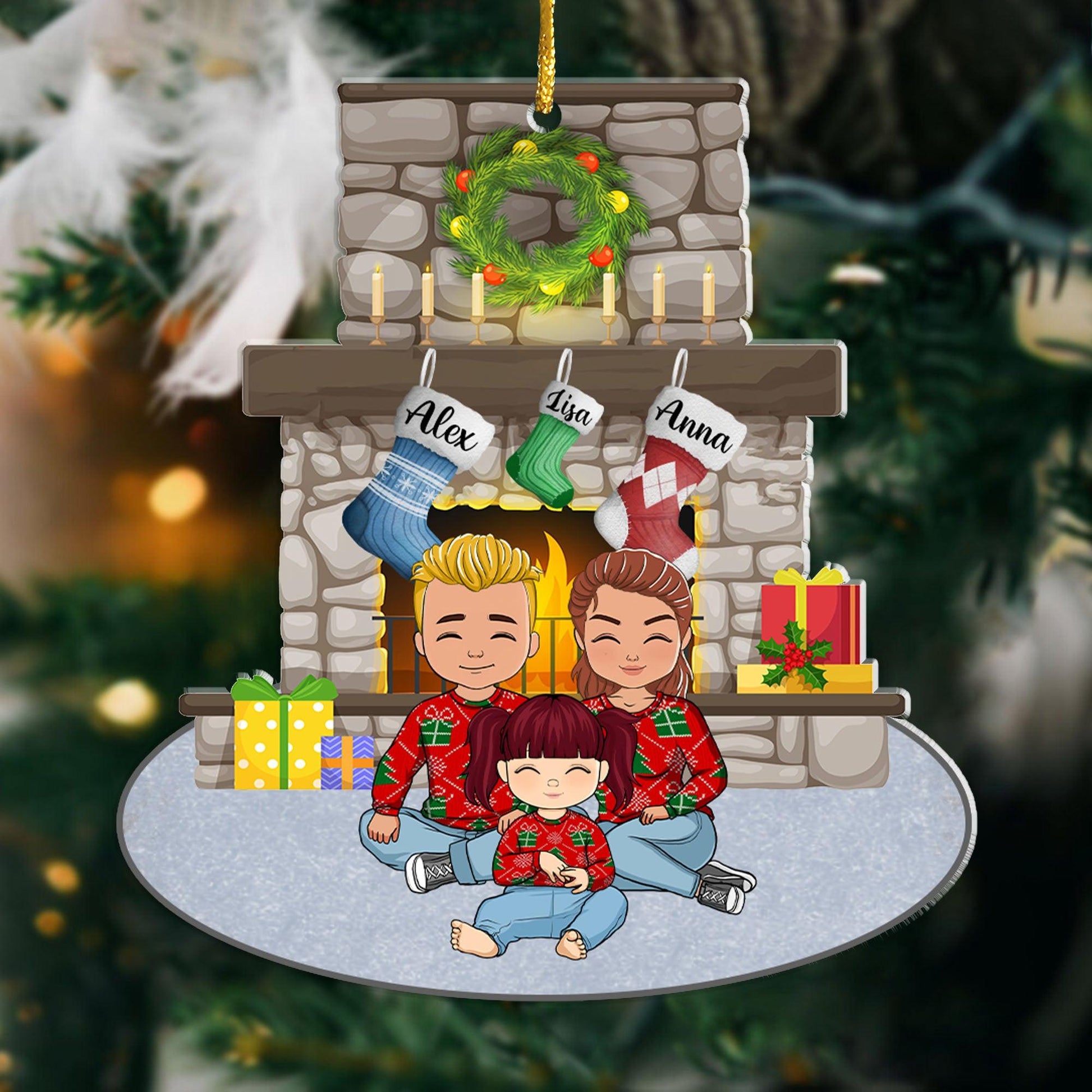 Family Stocking Acrylic - Personalized Custom Acrylic Ornament