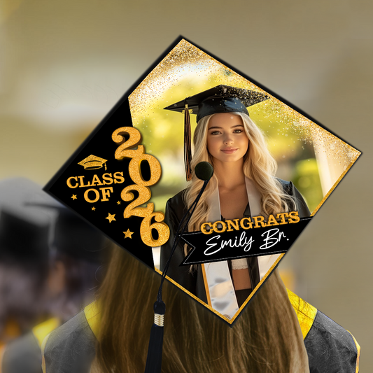 Gliiter Cap Topper Class of 2026 - Decorations For Grad Cap