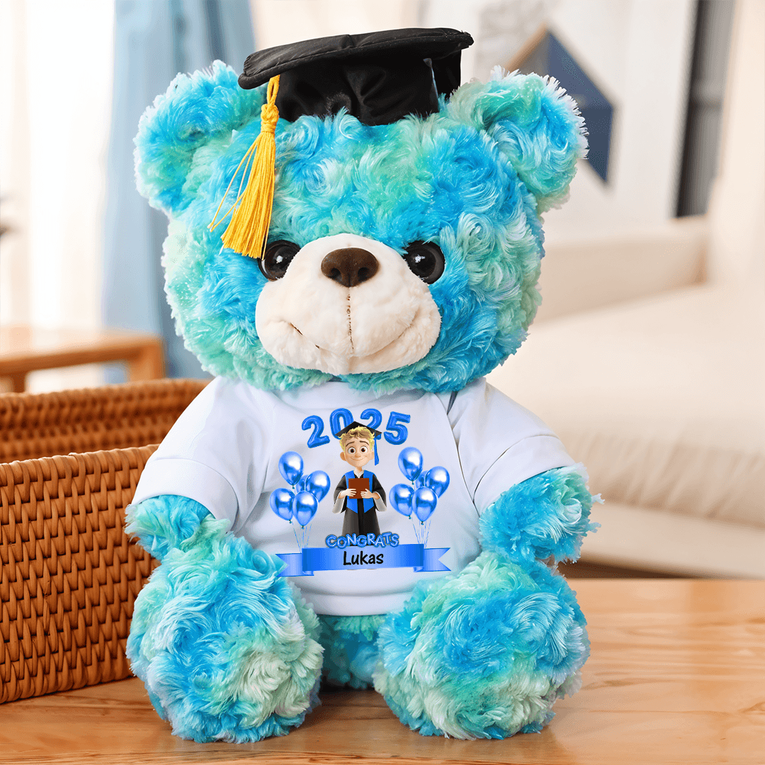 Congrats Graduation Class of 25 Grad Bear With Cap - Teddy Bear With Personalized Shirt