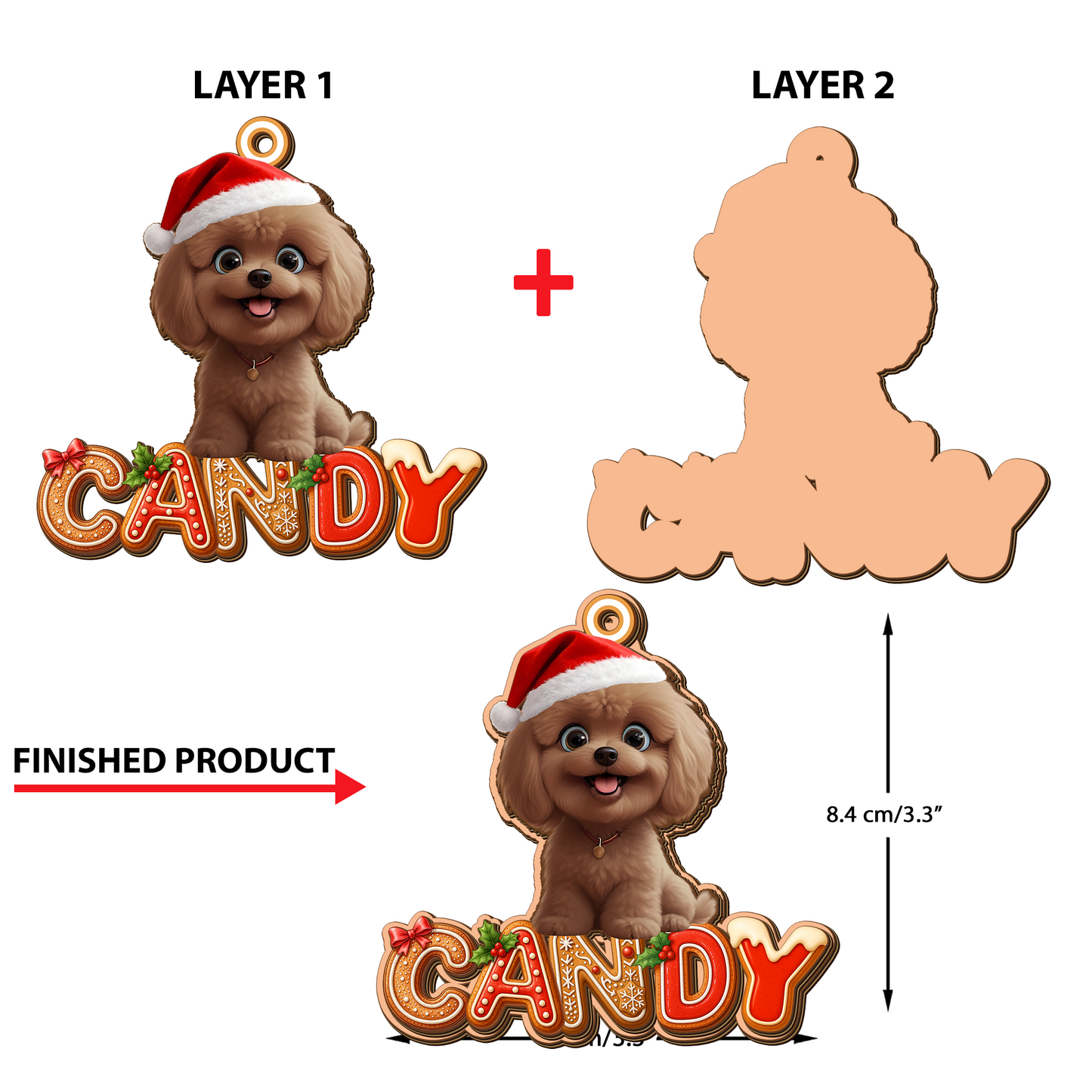 Weihnachtsschmuck Familie - Holzschmuck in individueller Form - 2-lagiger Holzschmuck 