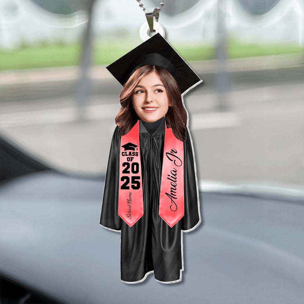 2025 Grad Car Hanging - Personalized Graduation Keychain Gift