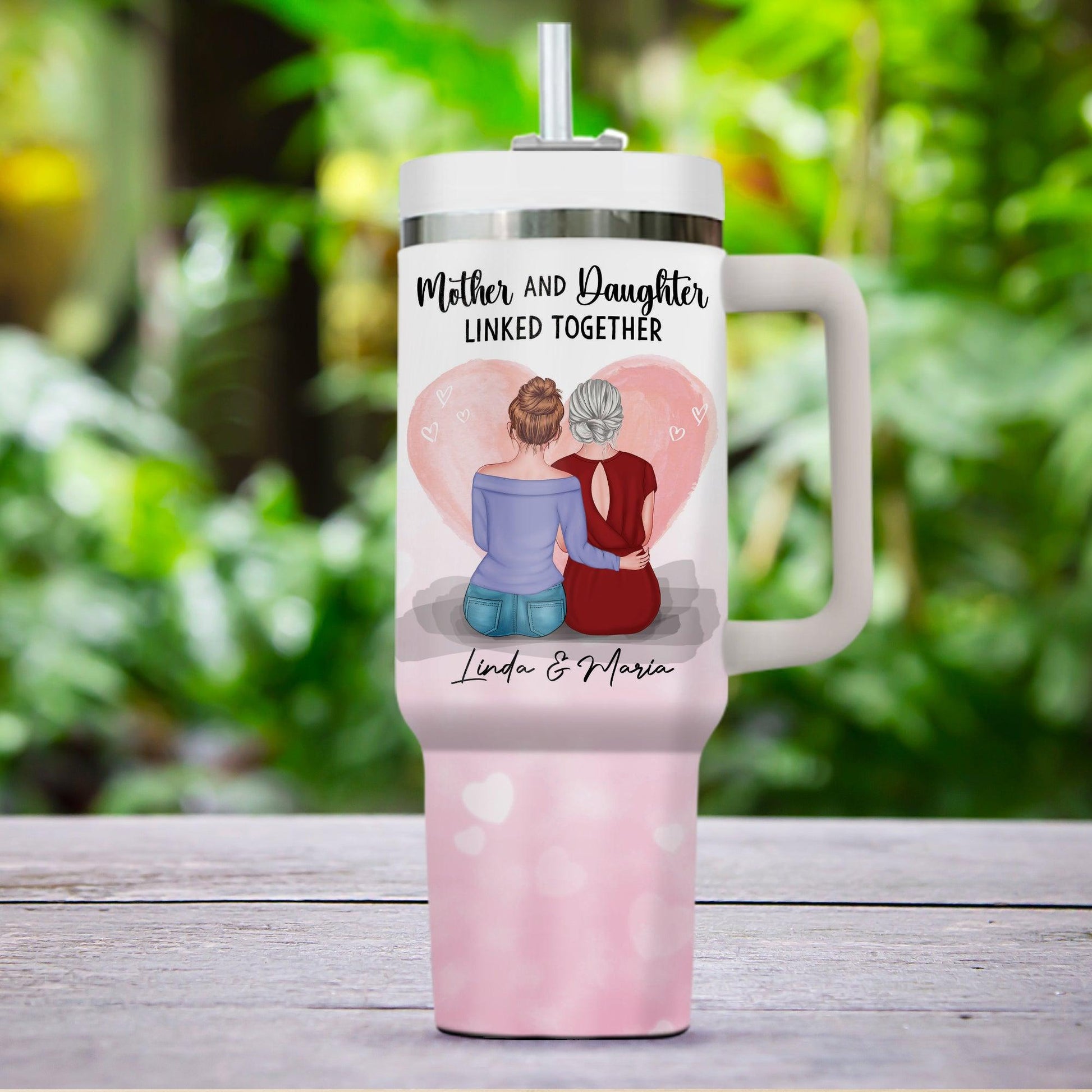 Mother & Daughter Forever Linked - Personalized Custom Tumbler