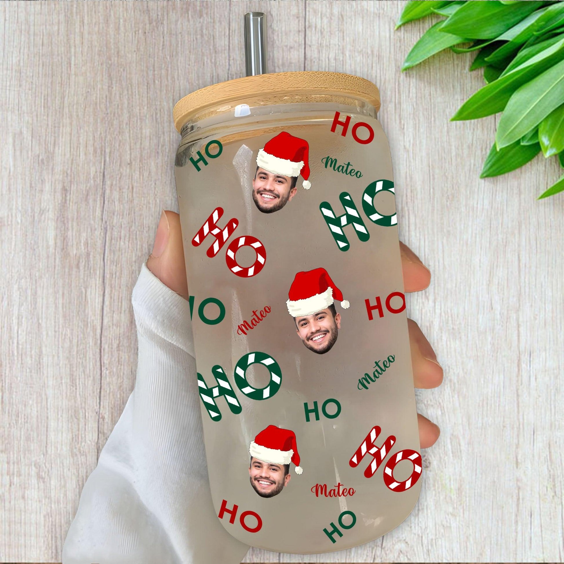 Ho Ho Ho Christmas Glass Bottle - Personalized Gift