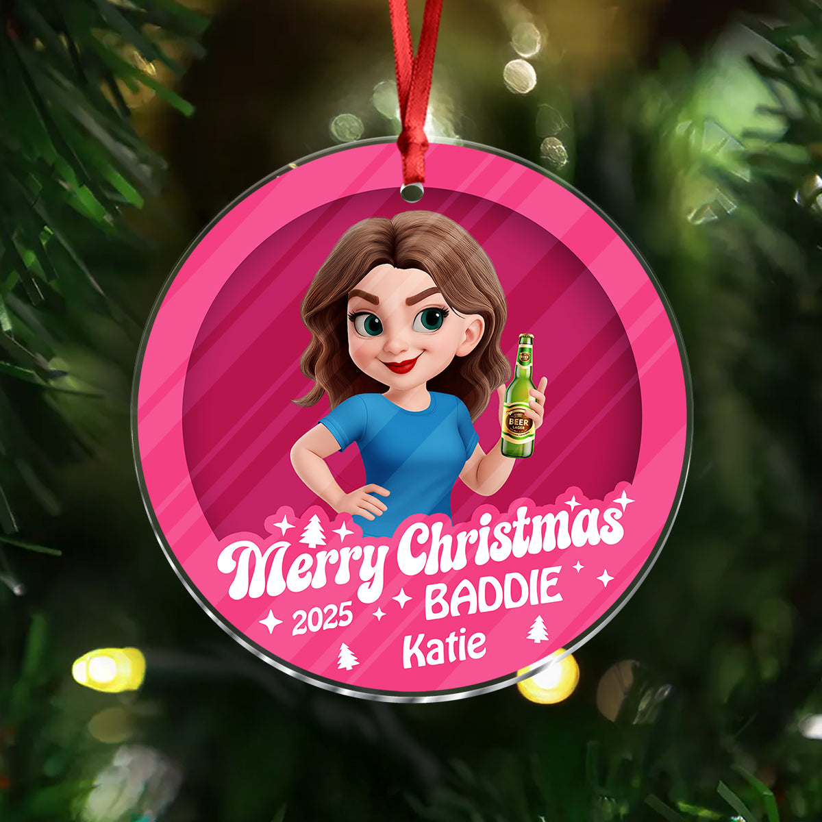 Merry Christmas Baddie - Personalized Custom Acrylic Ornament