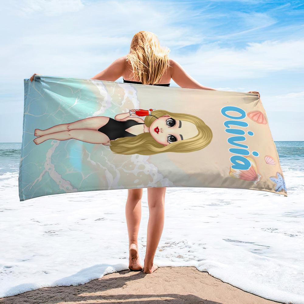 Personalized Beach Girl Towel - Besties & Friends Gift Idea