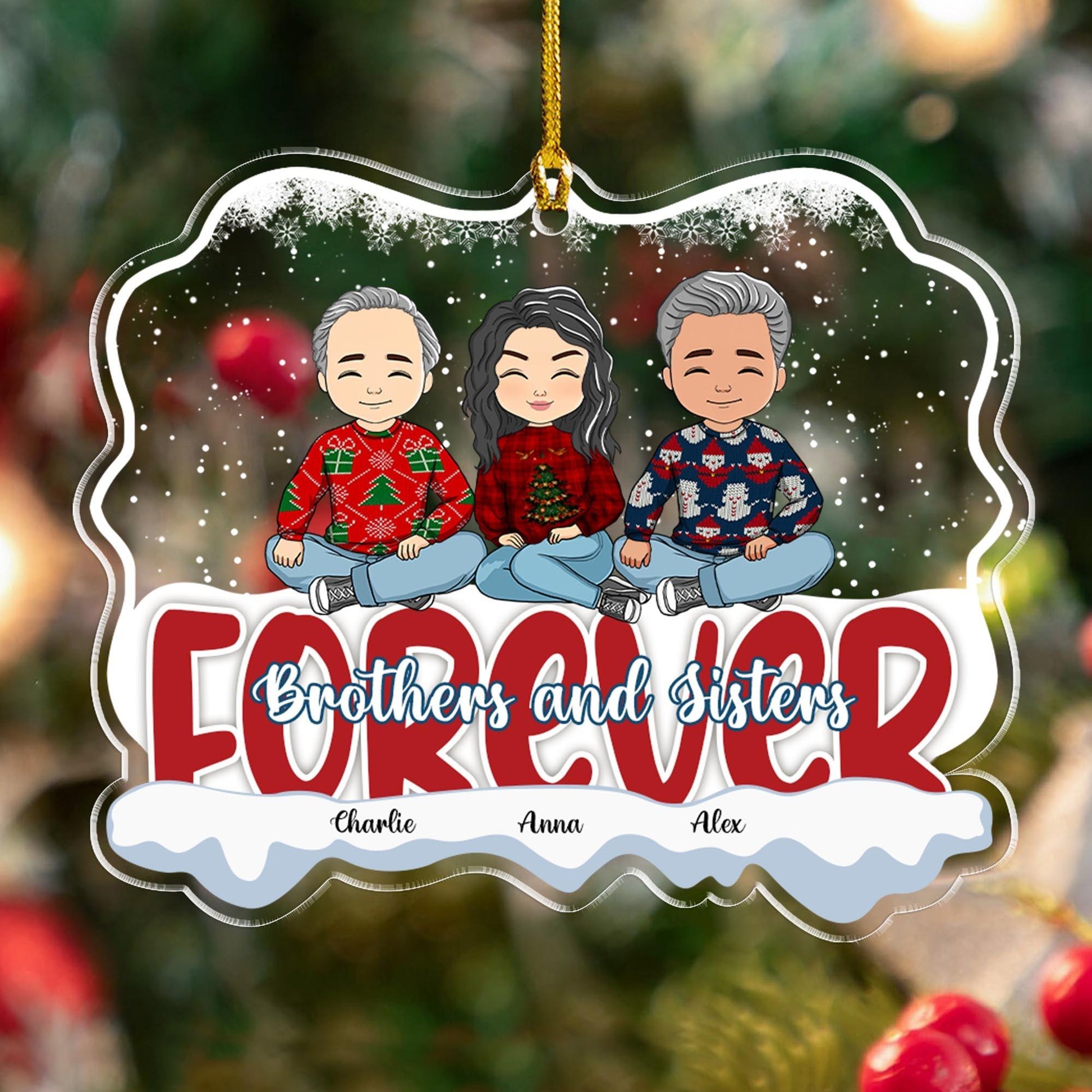 Brothers Sister Acrylic Ornament - Personalized Custom Acrylic Ornament