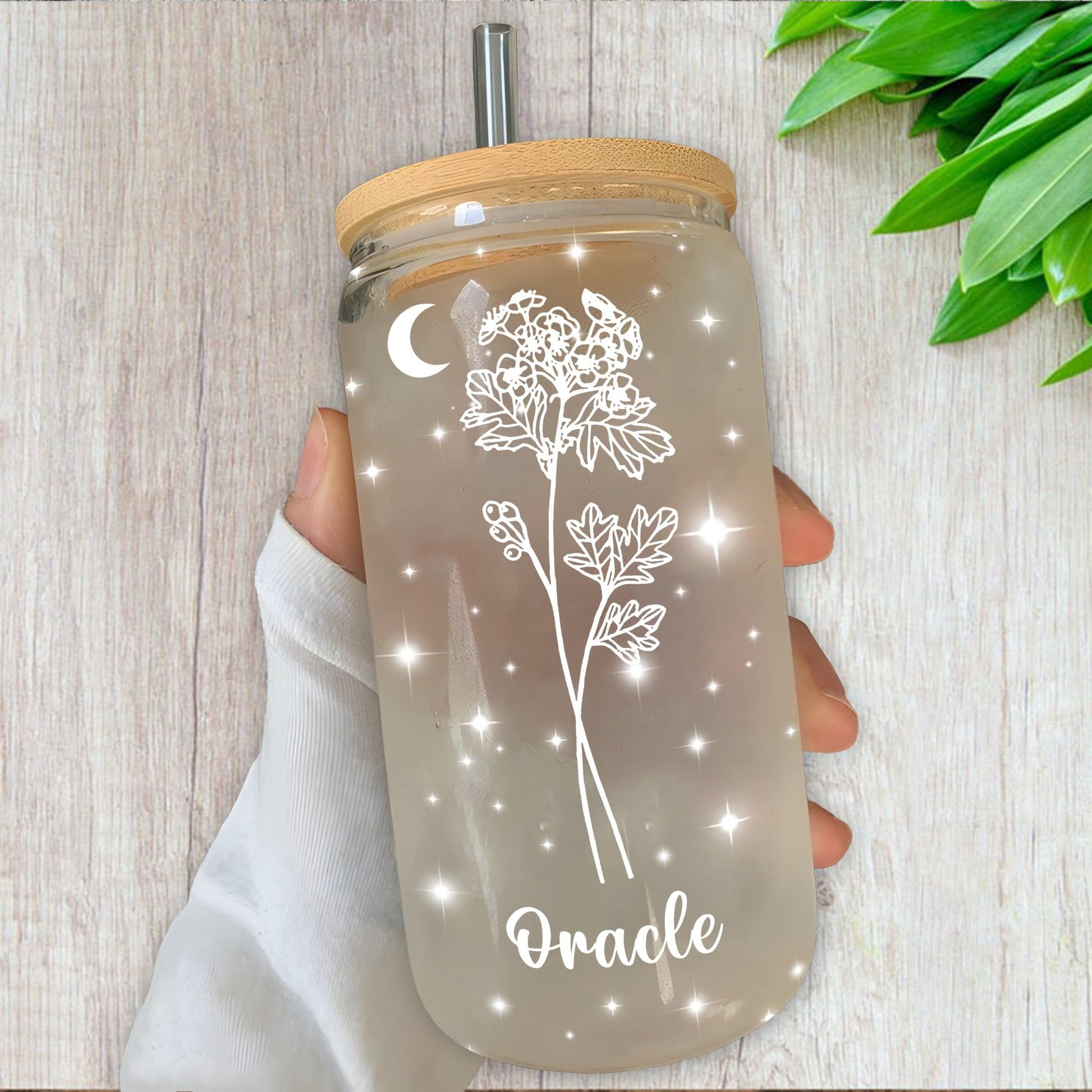 Birth Flower Glass Bottle - Personalized Glass Bottle