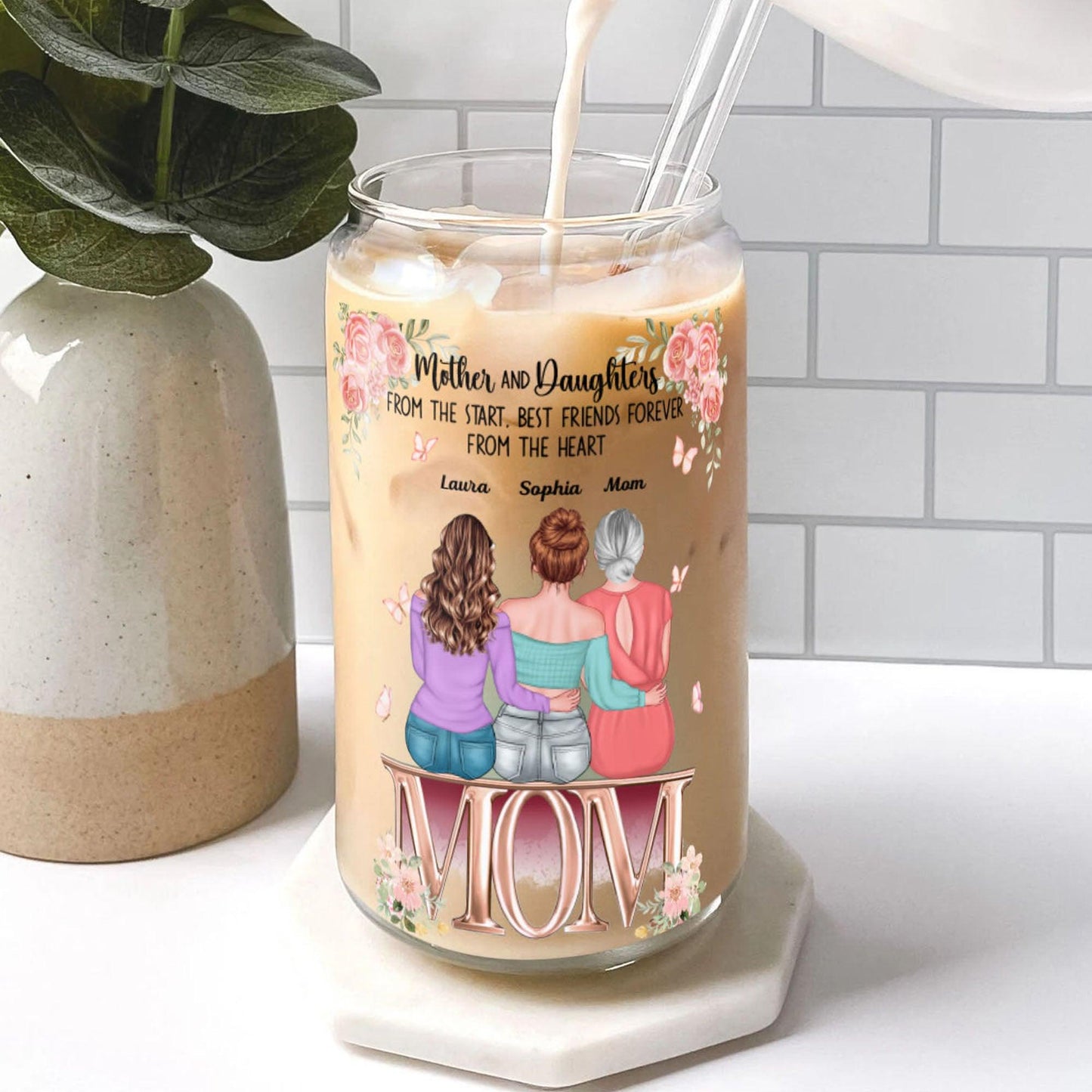 Mother and Daughter Bottle - Personalized Glass Bottle Mother Gift
