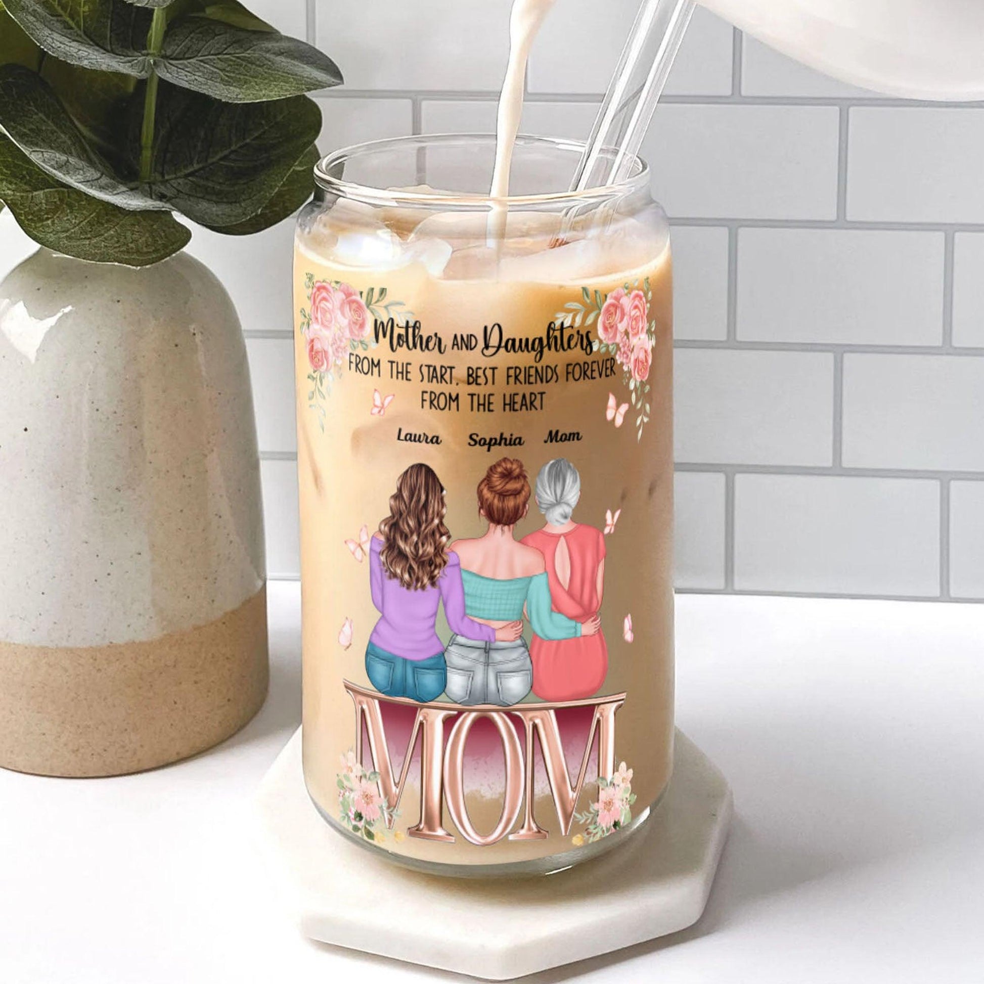 Mother and Daughter Bottle - Personalized Glass Bottle Mother Gift