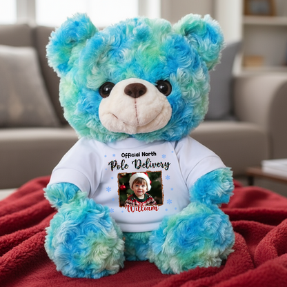 Checked Twice Nice Merry Christmas - Teddy Bear With Personalized Photo Shirt