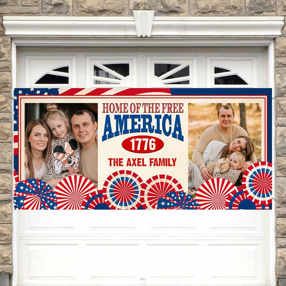 Personalized July 4th Garage Banner - Single Garage Cover