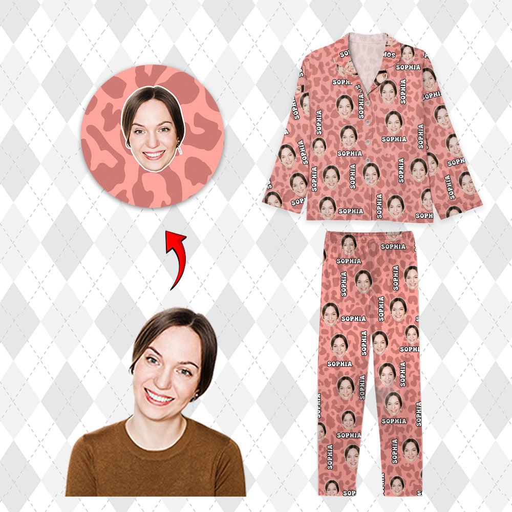 Personalized Leopard Pajamas - Custom Photo Leopard Print Pajamas