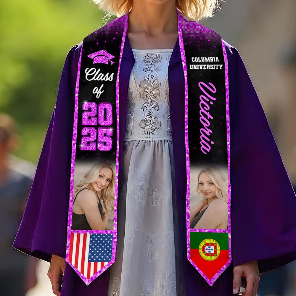 Custom Graduation Stole with Photo - Class of 2025 Sash