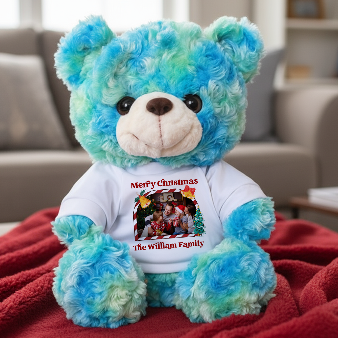 Custom Photo Our Family - Teddy Bear With Personalized Photo Shirt