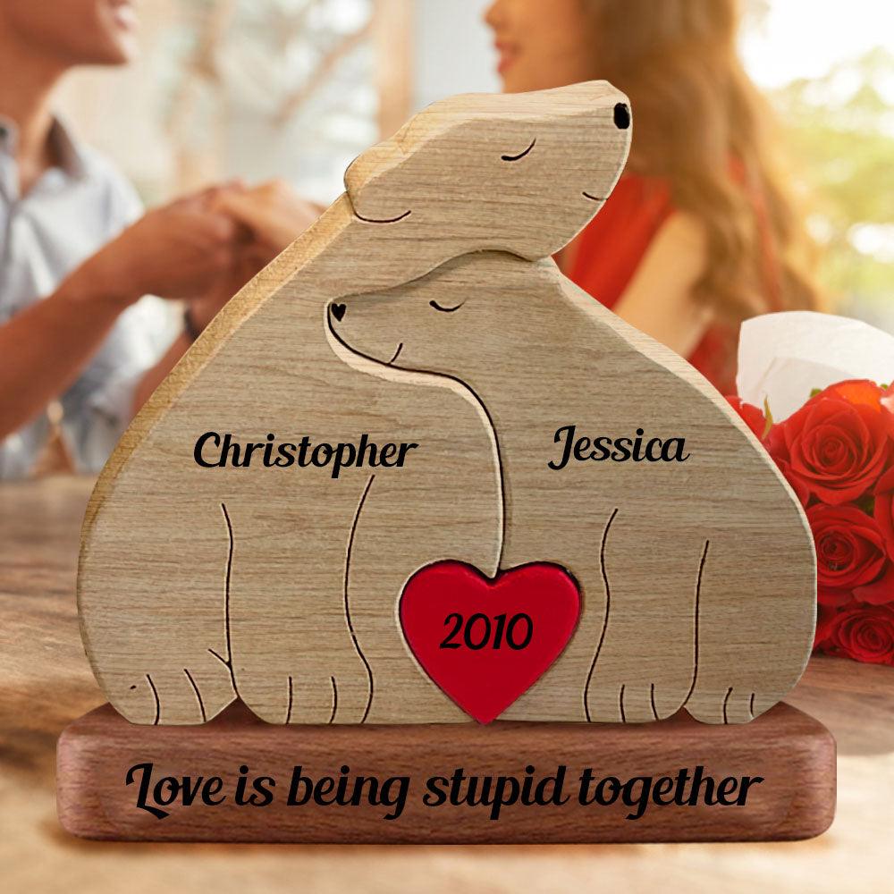 Huggy Bear Family Puzzle - Wooden Bears Family - Wooden Pet Carvings