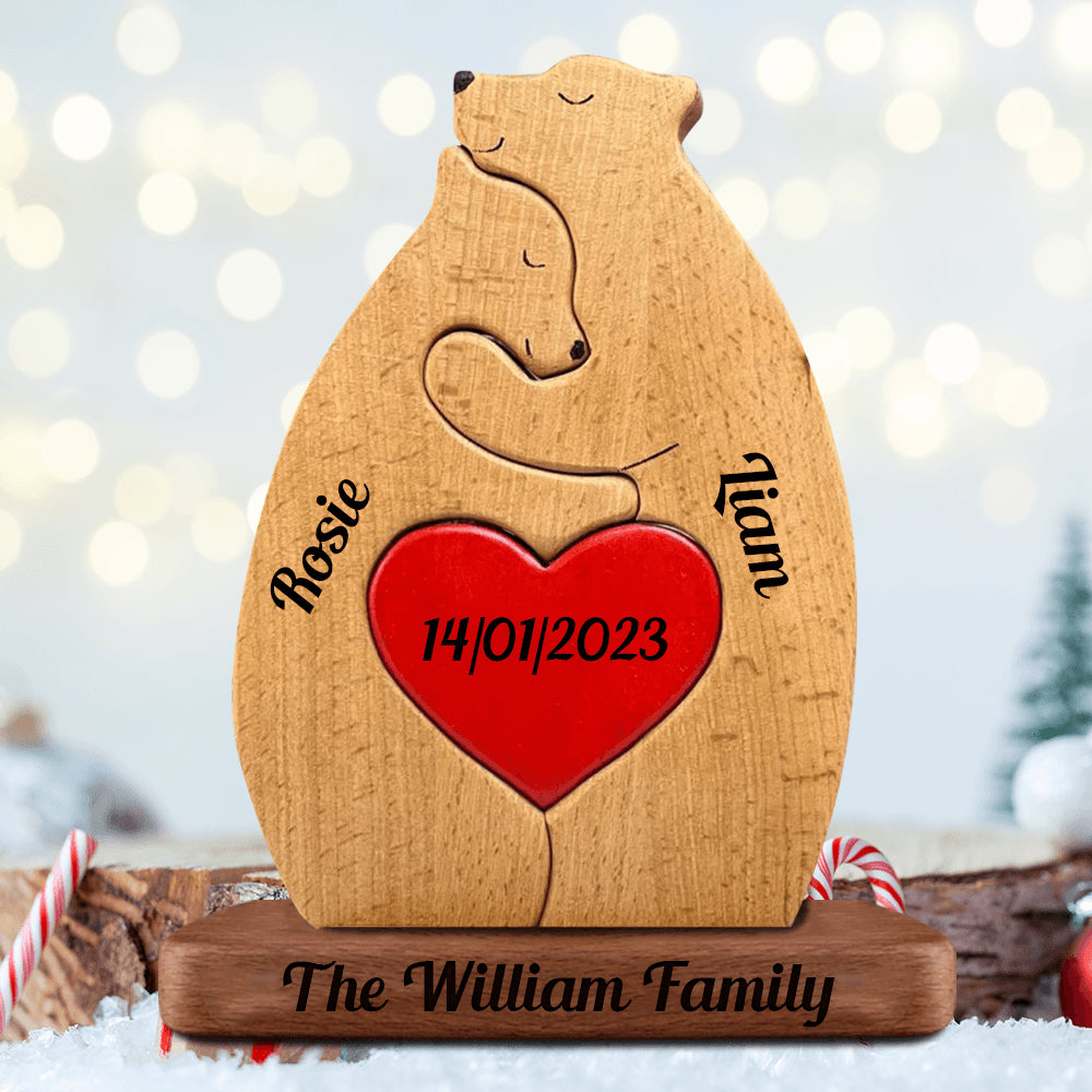 Personalized Wooden Bears Couple - Wooden Pet Carvings