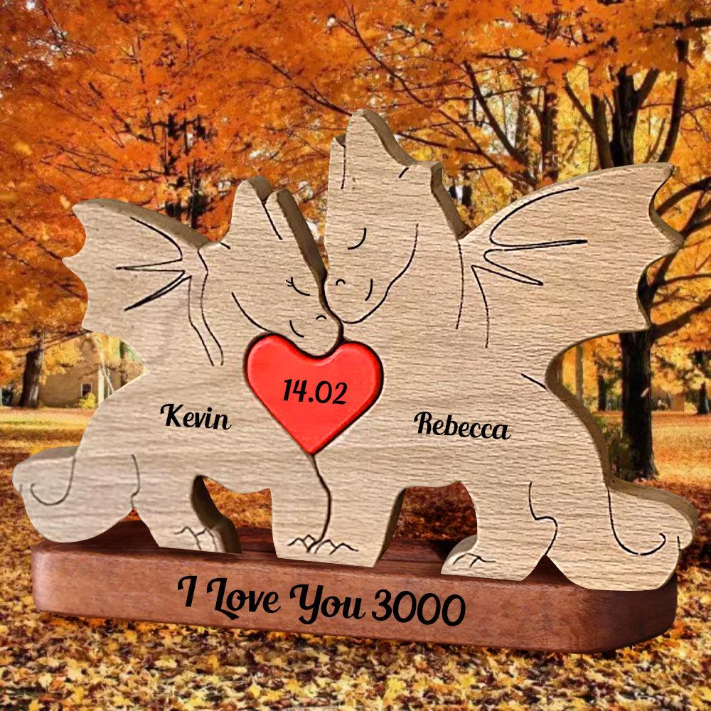 DIY Dragon Anniversary Wood Carvings - Non Custom Puzzle Wooden Family