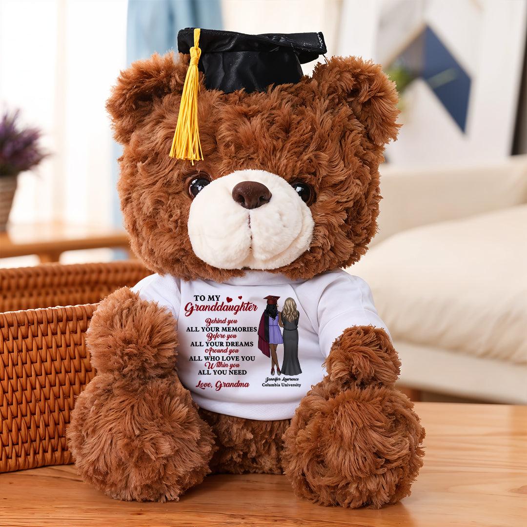 To My Granddaughter Graduate Bear - Personalized Gift Shirt