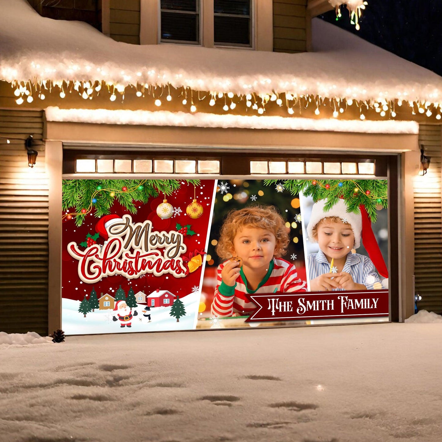 Merry Christmas Garage Door Decorations - Holiday Banner