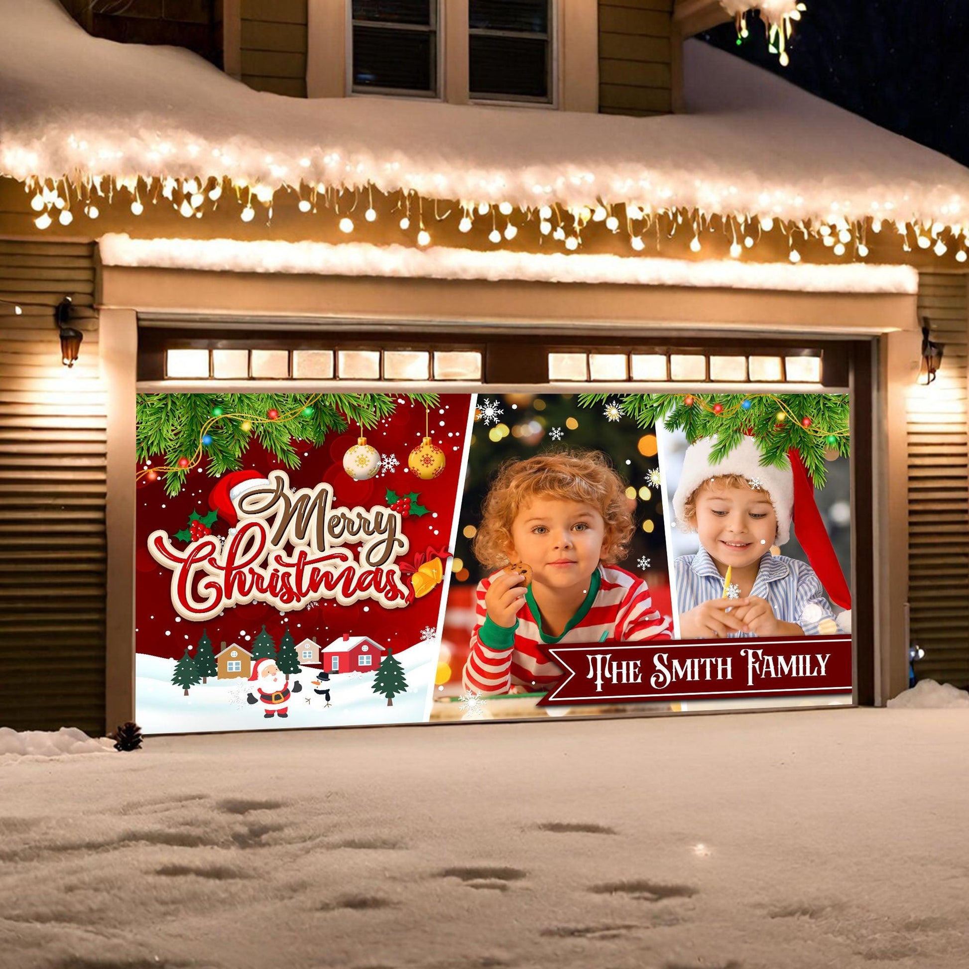Merry Christmas Garage Door Decorations - Holiday Banner