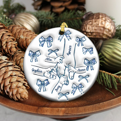 Holding Hand Christmas - Personalized Ceramic Ornaments - 3D Effect Ornament