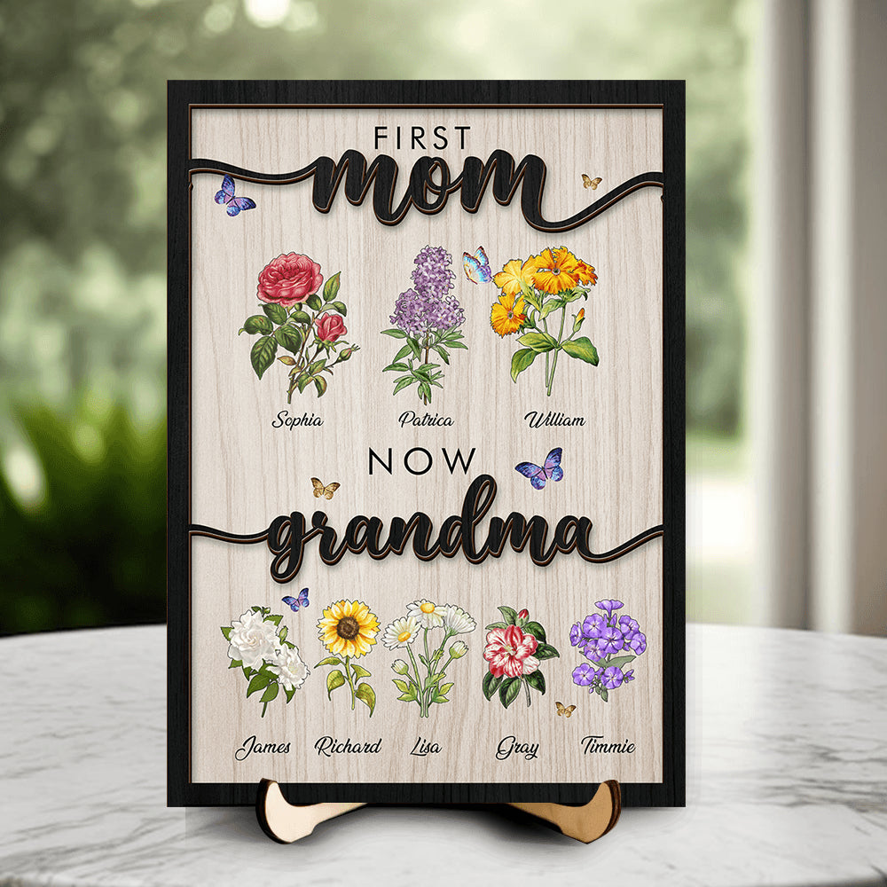 Grandma's Wooden Birth Flower Sign - Personalized Gift Idea