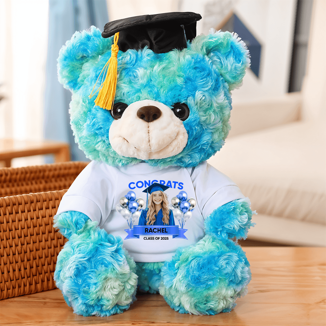 Grad Bear With Personalized Shirt - 2025 Congrats Graduate Bear