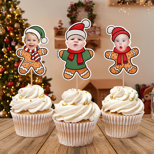 Cookie Christmas Custom Face - Party Decorations Cake Topper