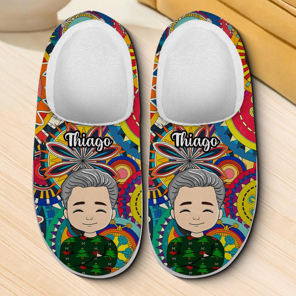 Floral Family Team Colors Slippers - Plush All-Over Print