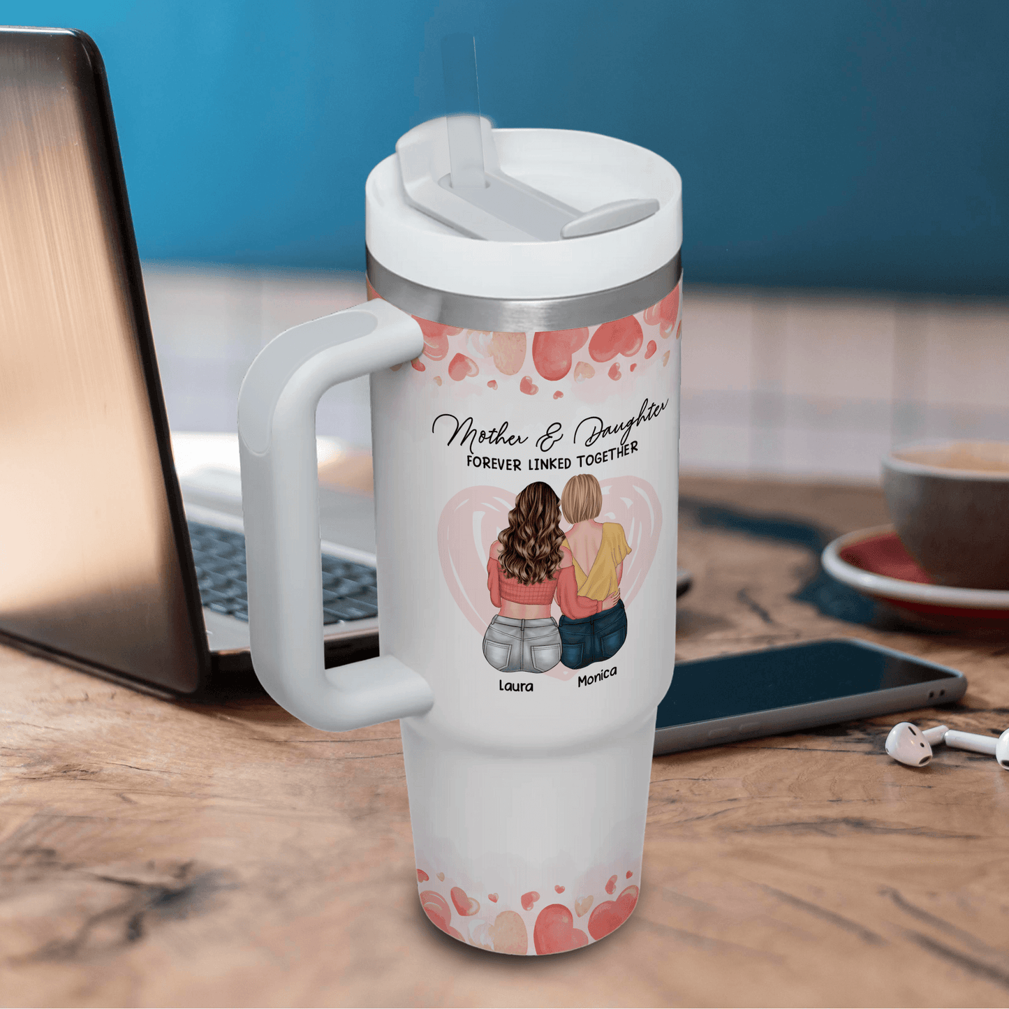 Mom Daughter Forever Tumbler - Personalized Custom Tumbler
