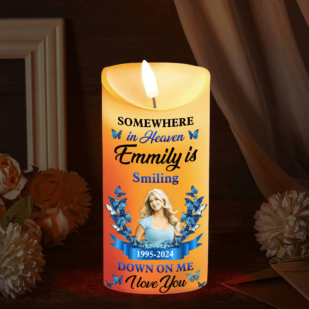 Somewhere In Heaven Custom LED Candle - Personalized Gift