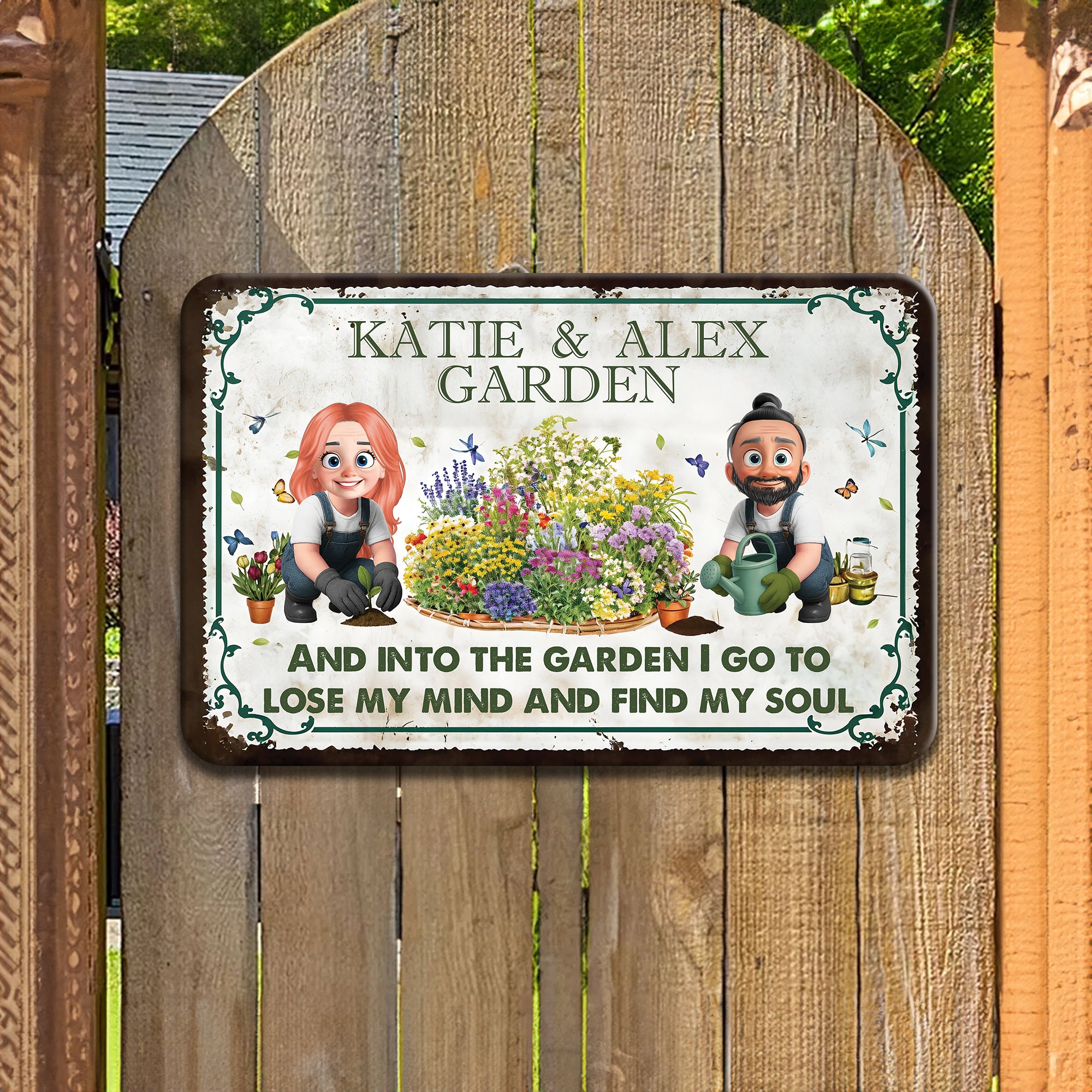 Targa In Metallo Vintage 'Into The Garden I Go To Lose My Mind And Find My Soul', 20,3x30,5 Cm, Per Parete